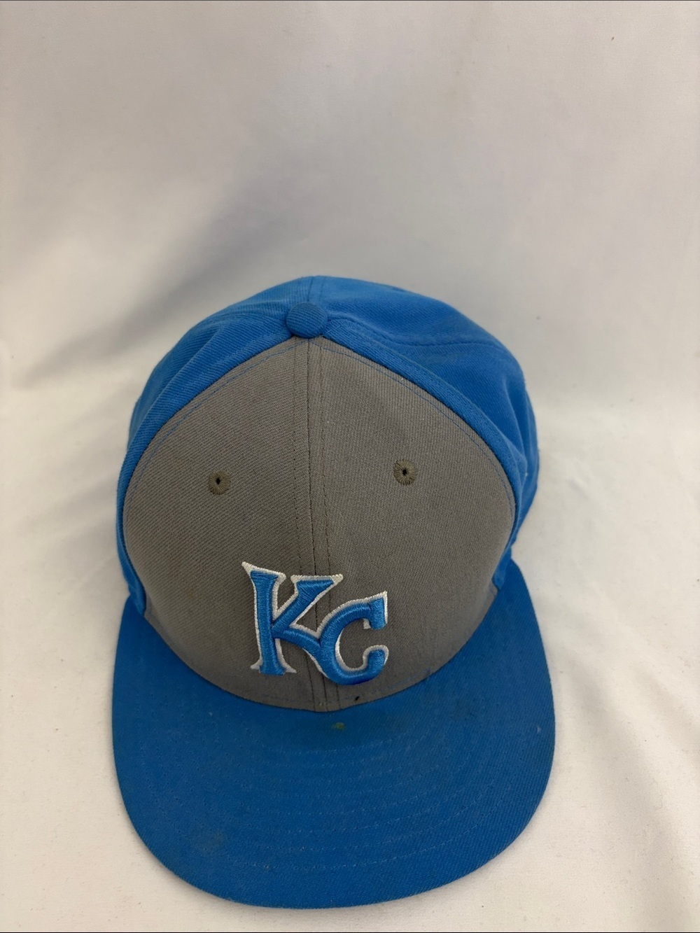 Kansas City Royals New Era Fitted Hat 7 3/4 Gray Light Blue MLB KC AL